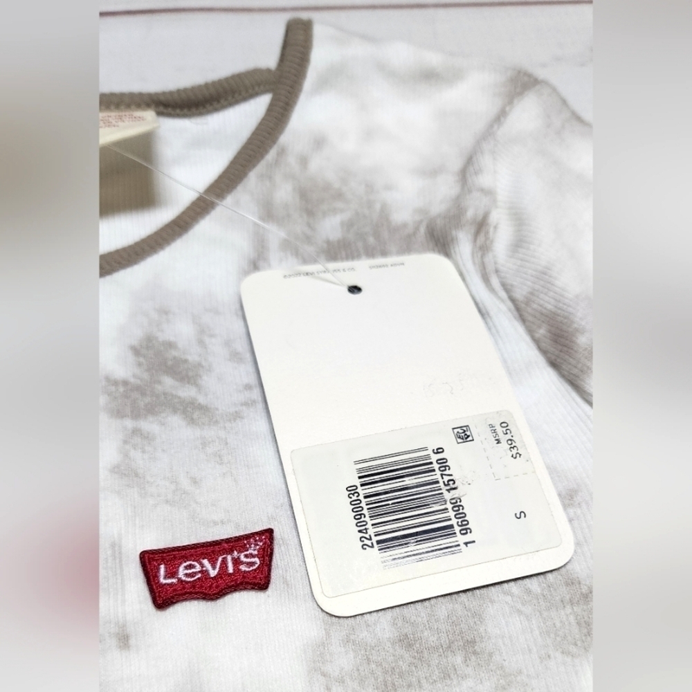 Levi's Rib-Knit Honey Tie Dye Long Sleeve Logo Tee Small - New With Tags - Picture 5 of 8